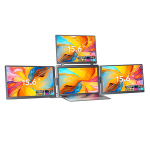 Portable Triple Monitor 15.6 Inch FHD IPS One <b>Cable</b> Three <b>Displays</b> For Laptop Gaming Office Travel - Product Image 1