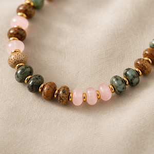 Collana con perline Go2boho in tonalità terra per donna, girocollo con perline rosa, verdi e marroni, regalo di gioielli boho per le vacanze - Product Image 5
