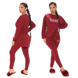 Ensemble deux pièces pour femmes, vêtements Sexy Dtg, impression personnalisée, t-shirt vierge pour femmes, Legging, vêtements de nuit, robe de nuit en coton