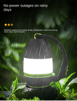 Lanterne de camping portable multifonctionnelle 3-en-1, lampe de tente LED rechargeable avec lampe torche pour la randonnée en plein air, la pêche