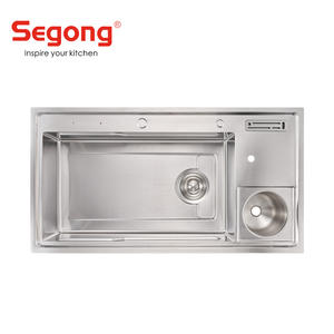 Ensemble d'évier de <span class=keywords><strong>cuisine</strong></span> en acier inoxydable à bol unique de haute qualité Évier commercial fait main avec poubelle - Product Image 1