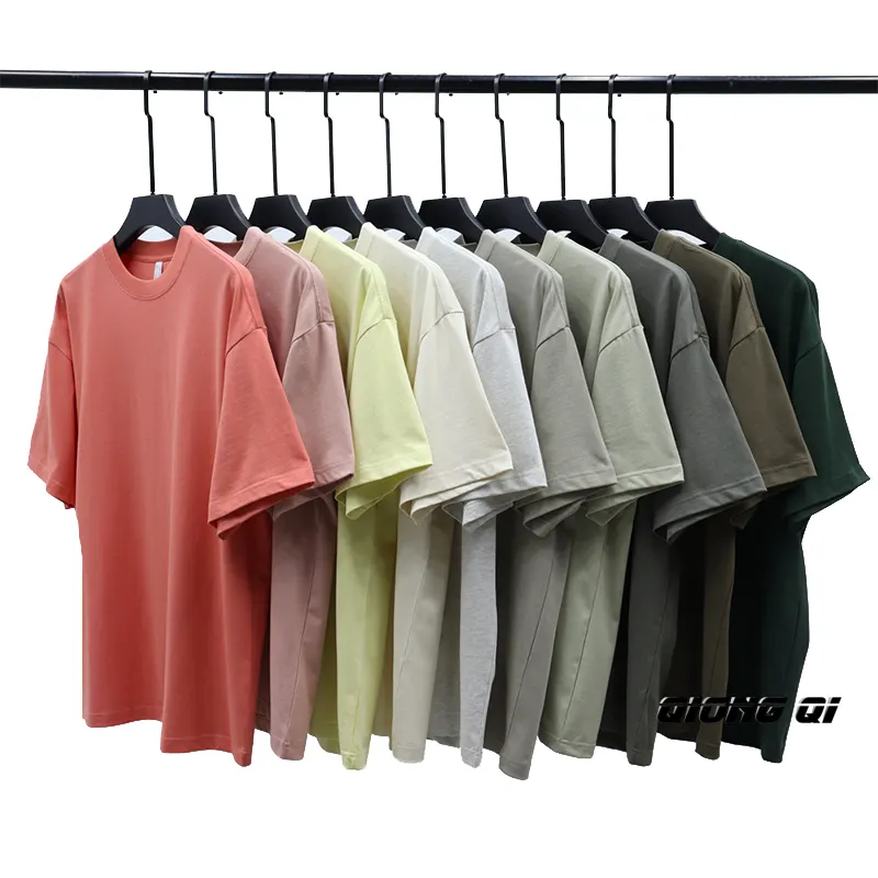 Yüksek kaliteli ağır ağırlık düz Tshirt baskı nakış özel boş % 100 pamuk erkekler T Shirt