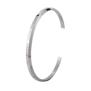 yunnique Titanium Steel Cuff <b>Bracelet</b> Engraved Live What You <b>Love</b> Geometric Open Design Unisex Jewelry Gift - Product Image 5
