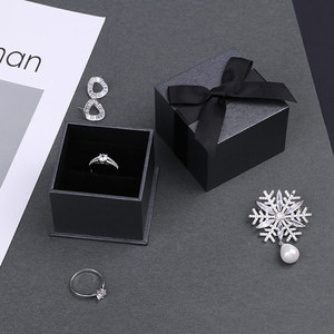 Boyang Custom Luxury Jewelry <b>Box</b> Packaging <b>Black</b> Gift Wedding Ring <b>Box</b> with Flowers - Product Image 6