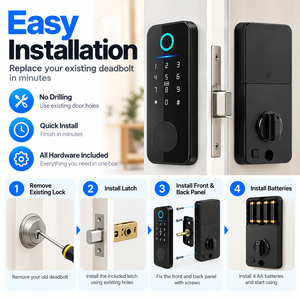 Cerradura Inteligente SINON para Puerta, con Huella Dactilar y Teclado, para Apartamentos y Propiedades de Alquiler, Compatible con TTLock, Bluetooth y Aplicación Tuya, OEM - Product Image 3