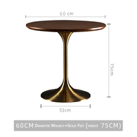 BILIDO Table de bar moderne meubles de salle à manger ronde couleur noyer dessus de Table en bois base en métal doré Restaurant Table à manger de jardin