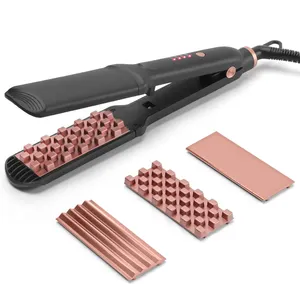 Flat Iron PTC Heating 4 or 3 in 1 Interchangeable Plates Professional Straightener and Curler