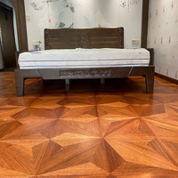 Parquet en bois de Merbau à motif géométrique en diamant, revêtement de sol en bois à motifs, parquet en mosaïque