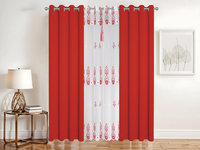 Rideaux occultants prêts à poser à double couche, style œillets, motif floral, voile de tulle pour la décoration intérieure