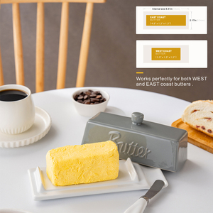 Nouvelle arrivée, beurrier en céramique gris et blanc avec couteau, boîte de rangement pour fromage pour la maison et les restaurants - Product Image 6