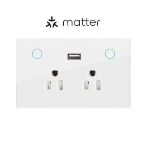 Prise murale intelligente Matter avec panneau en verre trempé, design tactile Tuya, connectivité Wi-Fi, conforme aux réglementations américaines, australiennes et vietnamiennes - Product Image 1