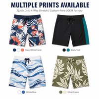 Shorts de bain pour hommes personnalisés OEM, séchage rapide, polyester, impression par sublimation, extensibles dans 4 directions, pour la plage et le surf