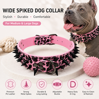 Collier pour chien en cuir PU large, clouté, motif crocodile et léopard, réglable, pour chiens de taille moyenne à grande, vente en gros