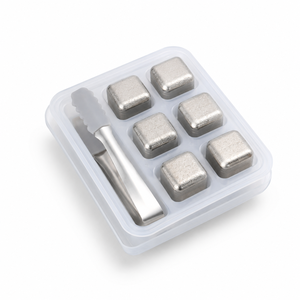 Cubetti di Ghiaccio in Titanio Puro per Alimenti, Pietre Refrigeranti Riutilizzabili in Metallo per Whisky, Vino e Cocktail con Pinze e Custodia - Product Image 1