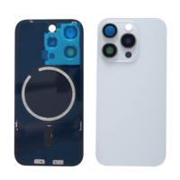 Coque Arrière en Verre à Plaque Métallique au Design Barre avec Cadre et Anneau Magnétique pour Boîtiers de Téléphones Mobiles iPhone 15 Pro et 15 Pro Max