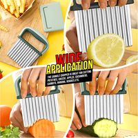 2 stuks handmatige plastic crinkle cutter mes roestvrijstalen golfmes groentesnijder aardappel frites snijder voor keukenbereiding