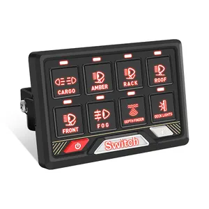 Truck, Marine, Marine switch box general circuit control system 12V 24V automobile 8 Gangs of RGB switch panel