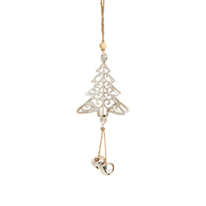 Ornements de Noël suspendus en métal doré LINGKAI 3D, forme de cloche, de papillon et de flocon de neige avec de petites clochettes, décoration pour arbre de Noël - Product Image 5