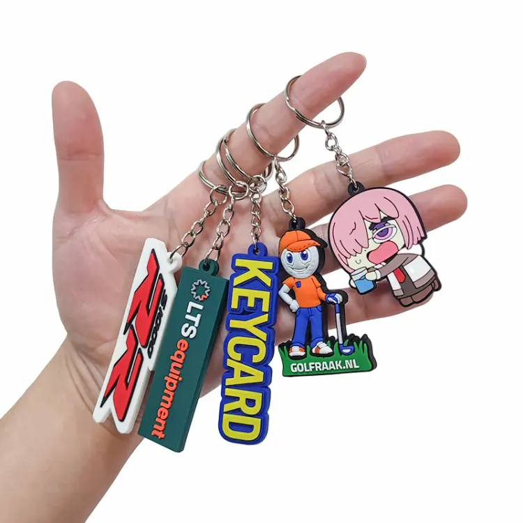 Bán buôn ép phun quảng cáo biểu tượng tùy chỉnh double side mềm PVC thương hiệu Silicone Keyring cao su giá rẻ nhất Keychain