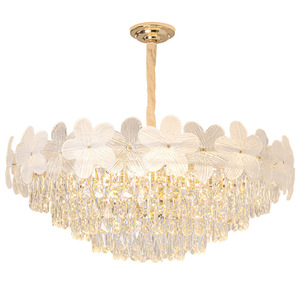 French Crystal Chandelier Round LED E27 Multi Head Home Bedroom Dining Room <b>Light</b> Luxury Cream Style - Product Image 2
