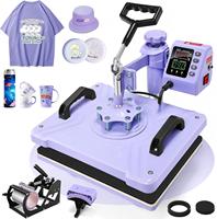 Nouvelle presse à chaud 5 en 1 de 29*38 cm (12x15 pouces) pour t-shirts, machine de transfert de chaleur multifonctionnelle pour chemises, violette