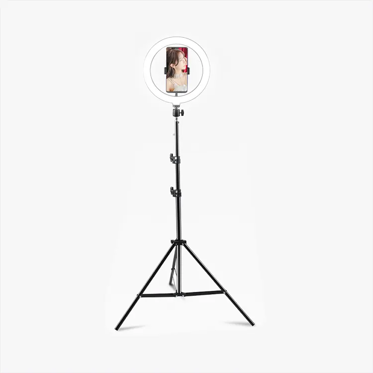 10 "26 centimetri Selfie Anello di Luce con 2m Allungabile Treppiede Supporto Del Telefono Del Basamento e Flessibile per il Video di YouTube tiktok Streaming In Diretta/Trucco