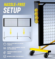 Filet de pickleball portable pour allée-22 pieds filets de pickleball de taille réglementaire officielle avec roues, sac de transport pour marqueurs de cour