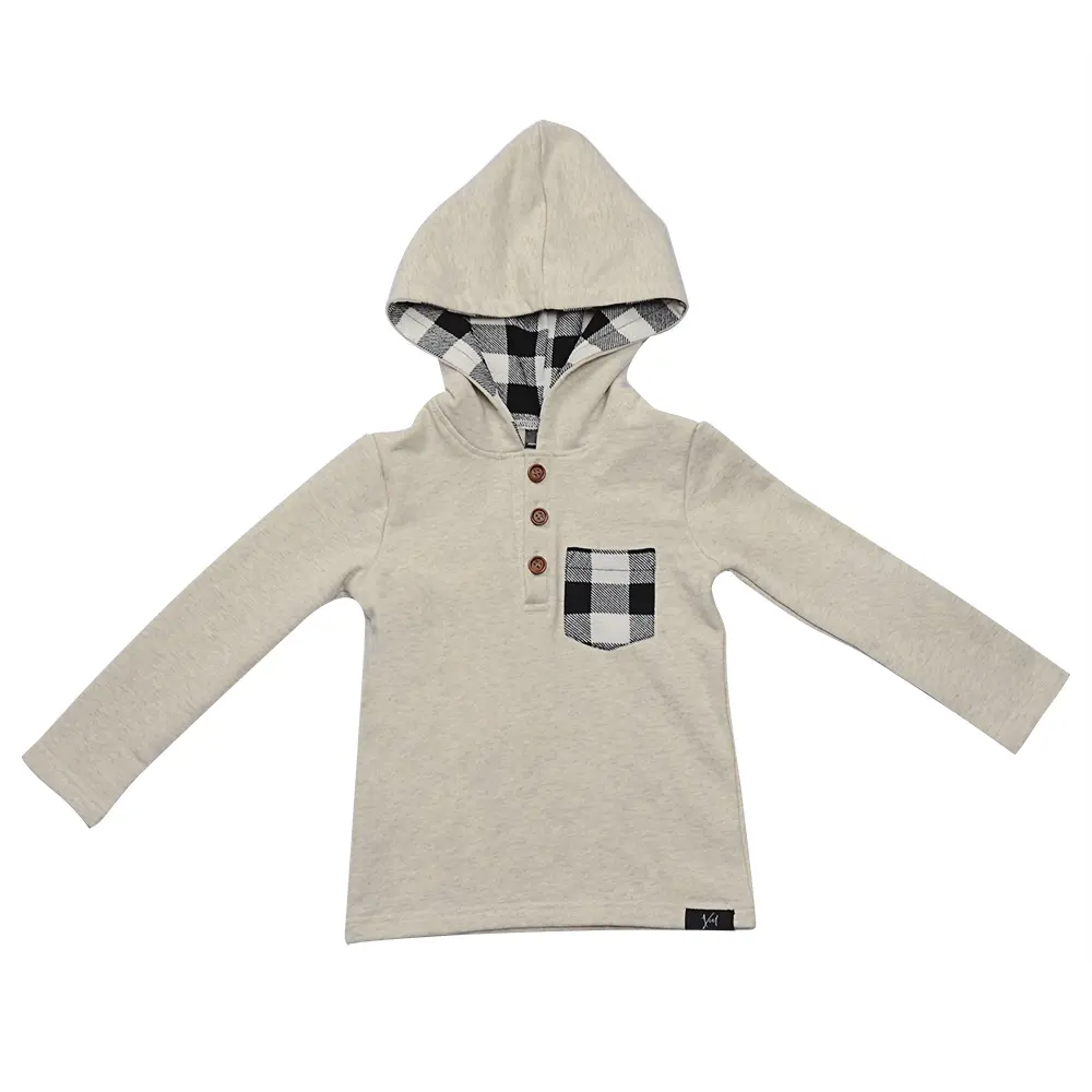 Plaid Vintage Design Hoddie Kleinkind Jungen Unisex Tops Casual Soft 100% Baumwolle Kleidung Winter Herbst Custom ized Color Sweatshirt