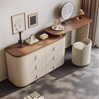 Coiffeuse en bois de style moderne avec miroirs de maquillage à LED et tiroirs pour chambre et appartement, idéale pour le coiffage