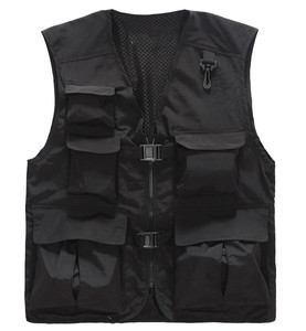 Gilet da <span class=keywords><strong>uomo</strong></span> personalizzato <span class=keywords><strong>nero</strong></span> in rete senza maniche per sport all'aperto, caccia, pesca e fotografia - Product Image 1