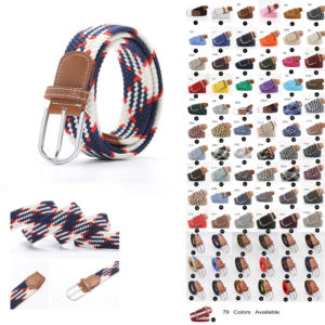 Gemi hazır 80 renkler 33mm geniş kadın örme rahat dokuma streç örgülü elastik kemer Pin toka Golf kemerler erkekler için - Product Image 1