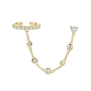 Gemnice Fashion 925 Sterling <strong>Silver</strong> <strong>Long</strong> Chain Luxury Rhinestone Ear Cuff <strong>Earring</strong> - Product Image 3