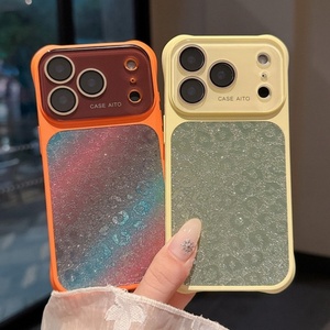 Funda de teléfono con estampado de leopardo y purpurina en las cuatro esquinas, colores vibrantes, para iPhone 13 14 15 16 17 Pro Max, cubierta trasera de lujo con protección contra arañazos. - Product Image 1