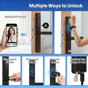 Cerradura Inteligente TEDITON Apple HomeKey con <span class=keywords><strong>C</strong></span>ámara de Visión de 80 Grados, Marco Estrecho de Aluminio, Mirilla Inteligente Tuya - Product Image 3