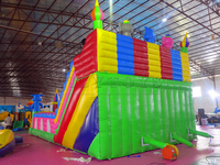 Grande aire de jeux gonflable commerciale avec toboggan pour enfants, parc d'attractions et événements en plein air