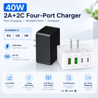 HNT 40W Schnellladegerät USB-C Stecker 4-Port Multi-Ladegerät Dual-Port PD Adapter Wandstecker USB Desktop-Ladegerät für iPhone 16 15 14