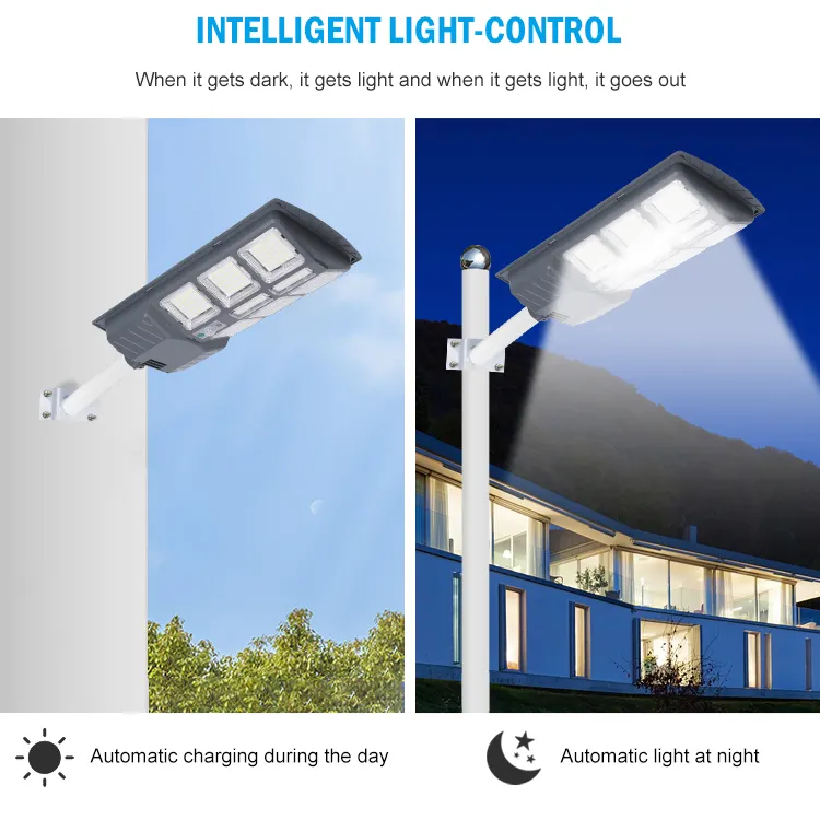 Lampe solaire étanche Ip65 pour jardin, route, extérieur, ABS 100w, 200w, 300w, 400w, 500w, réverbère solaire Led intégré tout-en-un