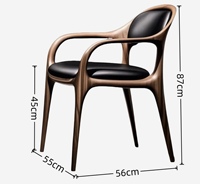 Fauteuil FYZK en bois massif style nordique minimaliste, dossier en cuir noyer, chaise d'appoint moderne pour salon, mobilier de maison OEM