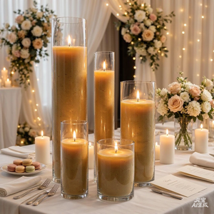 Centre de table pour événements de mariage, grand cylindre en verre de 100 cm de haut, porte-bougie, vase en verre cristal pour bougies hautes - Product Image 6
