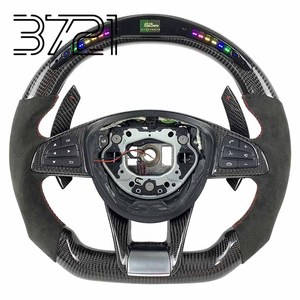 Volant de course en fibre de carbone 3 branches avec affichage LED pour Mercedes Benz W205 W212 W222 A45 E400 E300 C63 C43 C S E Classe A - Product Image 1