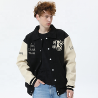 Veste brodée personnalisée en chenille Streetwear Bomber à coque souple et coque dure Veste universitaire Letterman Support en simili cuir