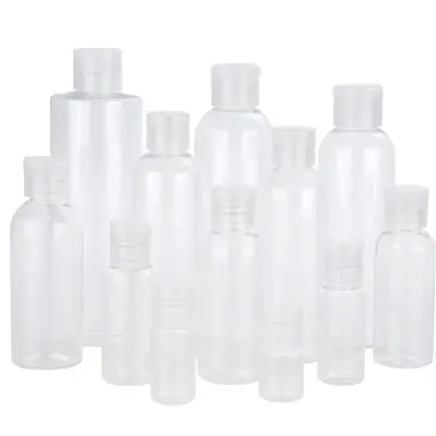 ペットプラスチック明確な化粧品ボトル容器フリップふた/空の透明なラウンド形状ボトル液体販売のため
