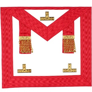 Tablier de rite écossais de maîtres vénérables sur mesure Tablier en cuir de régalia maçonnique fait à la main blanc et rouge - Product Image 1