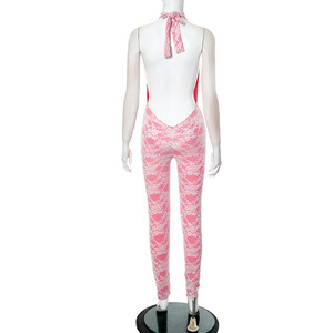 <span class=keywords><strong>Tuta</strong></span> Estiva da <span class=keywords><strong>Donna</strong></span> in Pizzo con Scollo all'Americana, Scavata e Senza Schienale, Sexy, <span class=keywords><strong>Rosa</strong></span>, Aderente - Product Image 3