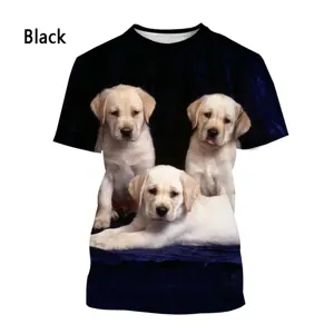 ラブラドールレトリバーTシャツ卸売カスタマイズ夏のファッションペット犬男性レディースカジュアル半袖ドロップシッピングTシャツ2024