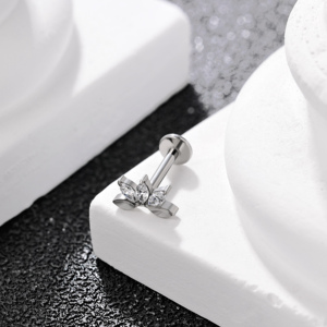 Astm F136 Titanio Hoja Stud Pendiente 16G 8mm Helix Labret Lip <span class=keywords><strong>Piercing</strong></span> Hilo interno Flat Back Stud Mujeres Hombres - Product Image 2