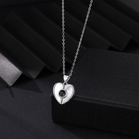 Collier avec pendentif cœur en émail noir plaqué or 18 carats et argent sterling 925, cadeau tendance pour mariage et anniversaire