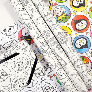 Papel de regalo de pintura para niños al por mayor, papel de regalo de 43*300 cm, 3 rollos por paquete - Product Image 2