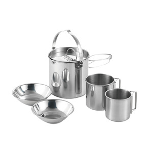 Ensemble bouilloire pliable en acier inoxydable 5 L, batterie de cuisine portable pour camping, comprenant marmite, bol et tasse à eau, avec système de suspension - Product Image 3