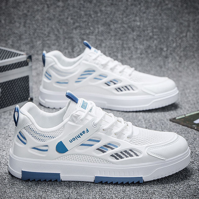 Men's New Casual Footwear Wholesale Price Breathable White Mesh Trendy Versatile Heighten Sports Shoes
